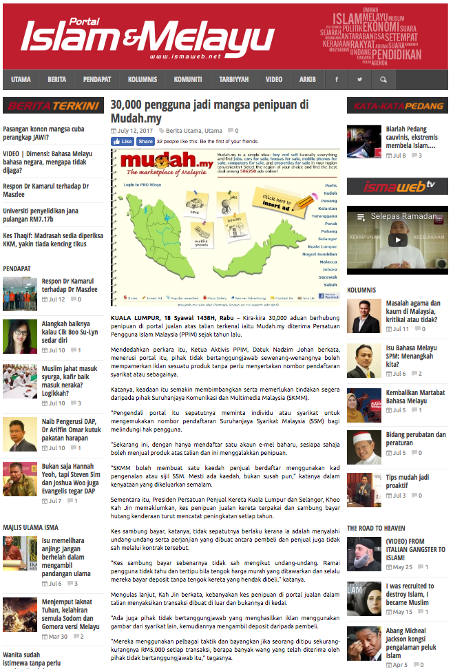 Portal islam 30 000 pengguna jadi mangsa penipuan di Mudah.my   Portal Islam dan MelayuPortal Islam dan Melayu