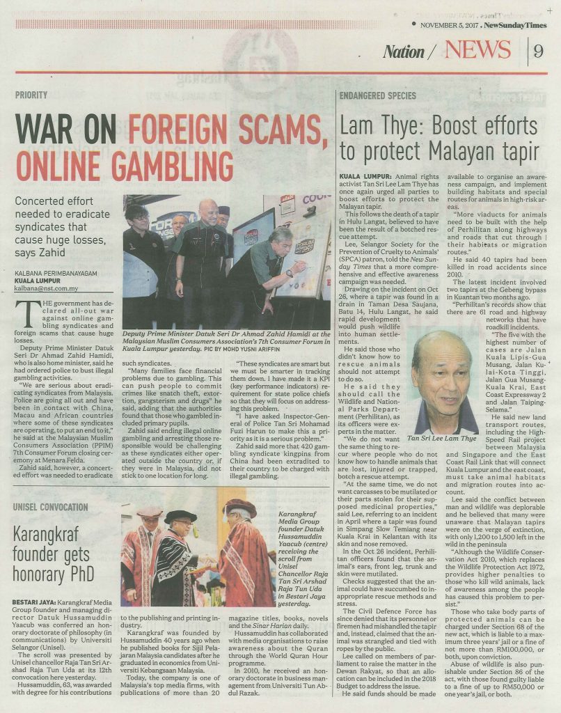 New Sunday Times ( 5.11.17 ) war on foreign scams, online gambling