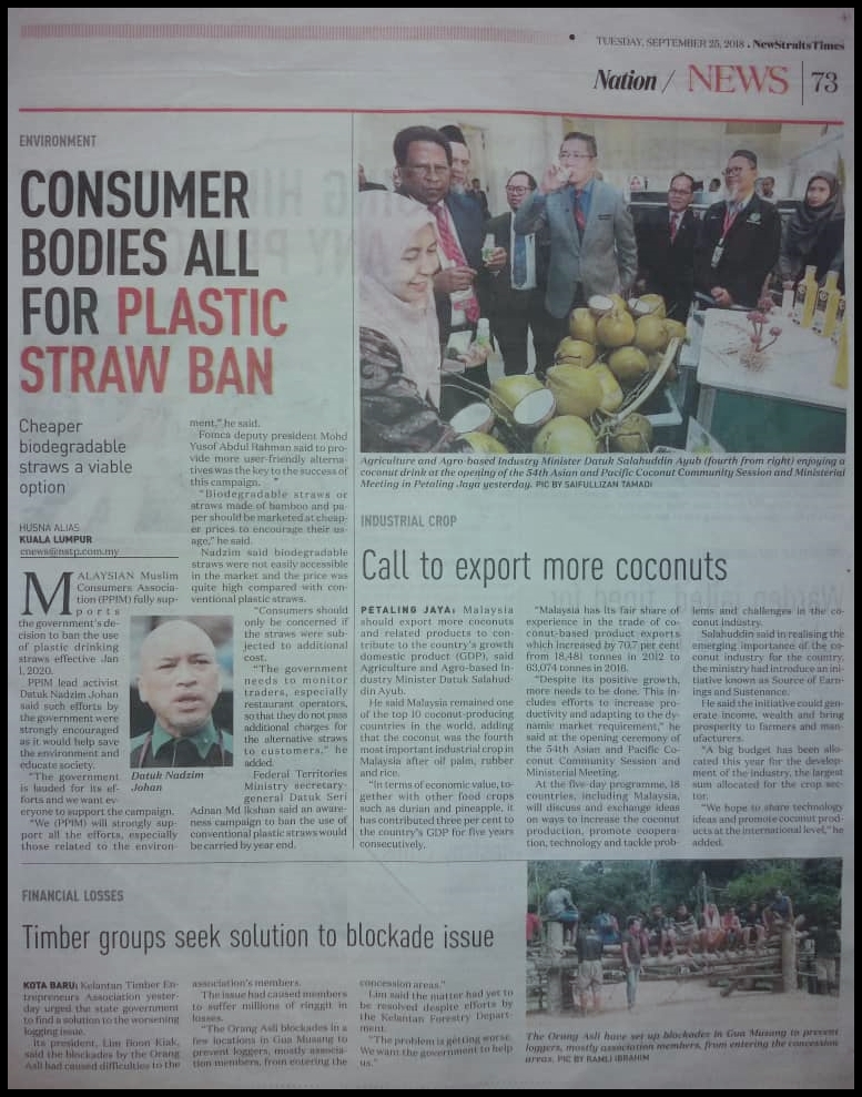 NST ( consumer bodies all for plastic straw) 25.9.18