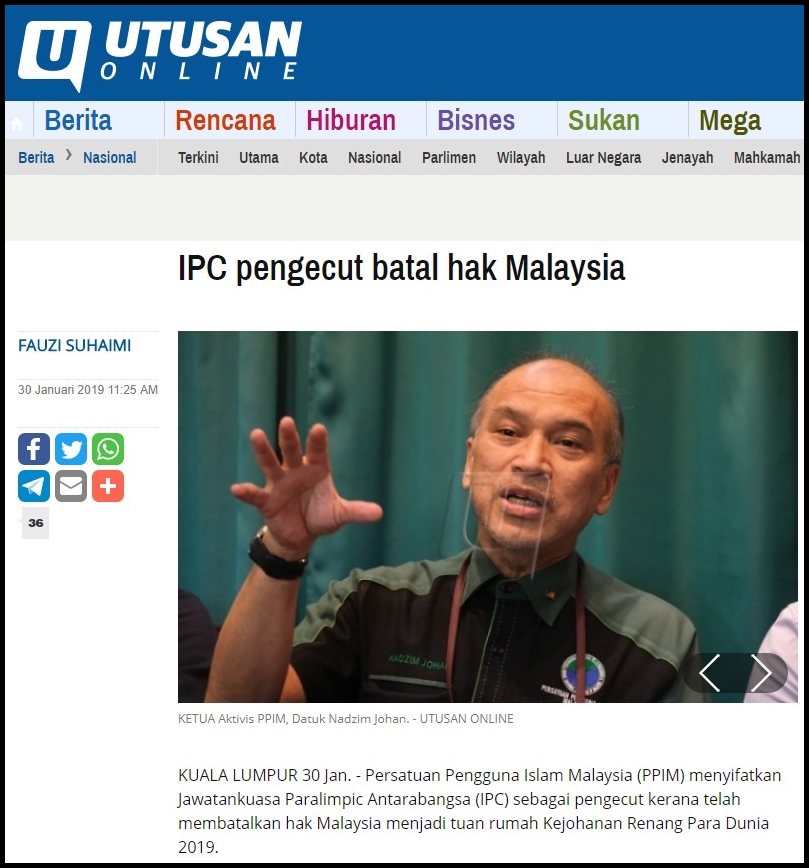 Utusan ( IPC pengecut batal hak Malaysia ) 30.1.19